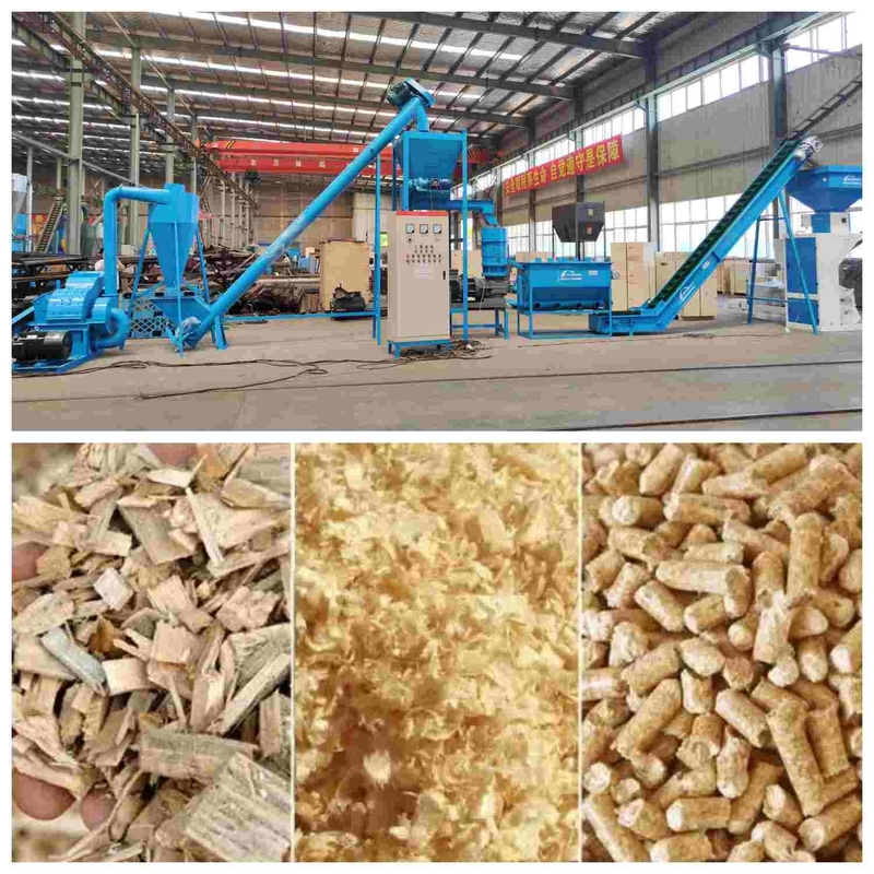 استكمال 1 ~ 5T / H خط إنتاج الحبيبات الخشبية لنشارة الكتلة الحيوية للتدفئة