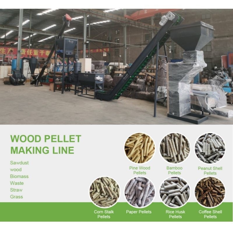 500kg/H Wood Pellet Line Production 1t/H Biomass Fuel Pellet Making Machine