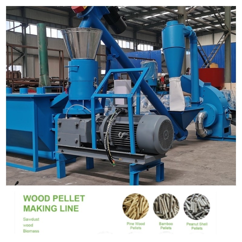 100-1200 كجم / ساعة صانع الحبيبات الخشبية 22-55KW خط الحبيبات الخشبية بحجم قابل للتعديل