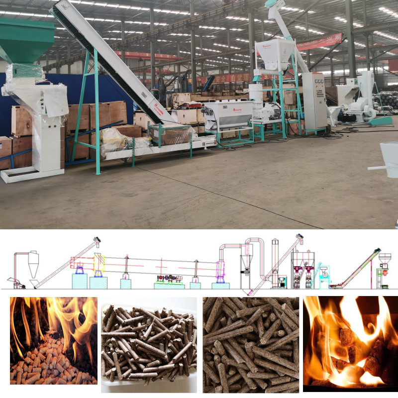 1-10TPH Biomass Pellet Production Line Pine Straw Wood Chips Making Machine