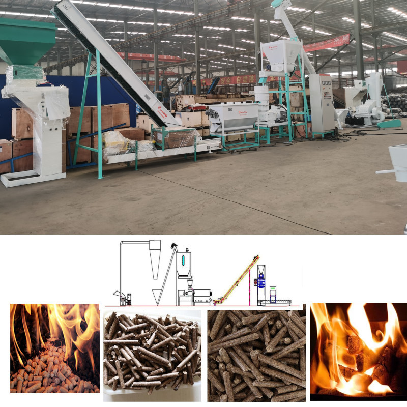 10TPH Biomass Pellet Production Line Eucalyptus Pine Birch Wood Chip Pellet Machine