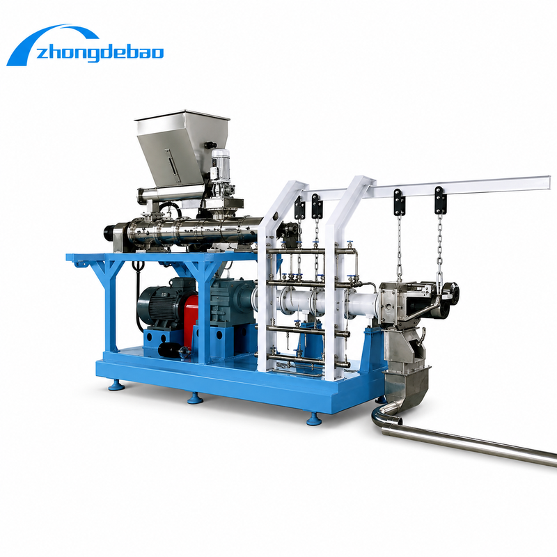 خط إنتاج غذاء الأسماك العائم ذو شكل وسادة أو خبز وطاقة المحرك الرئيسي 5.5-160kw للغذاء للتربية المائية