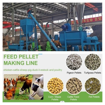 CE 3000kg/H الطيور وجبات الحيوانات الحيوانات خط إنتاج الكريات اللون المخصص